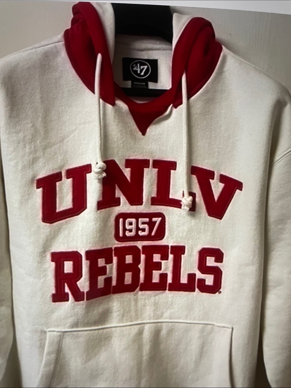 47 UNLV Rebels White & Red Crewneck Hoodie Pullover